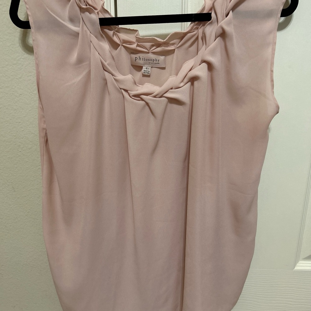 Philosophy Pink Sleeveless Ruffled Blouse